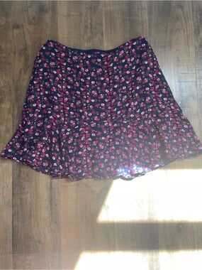 miami Navy Skater Mini Skirt with Pink Floral Print